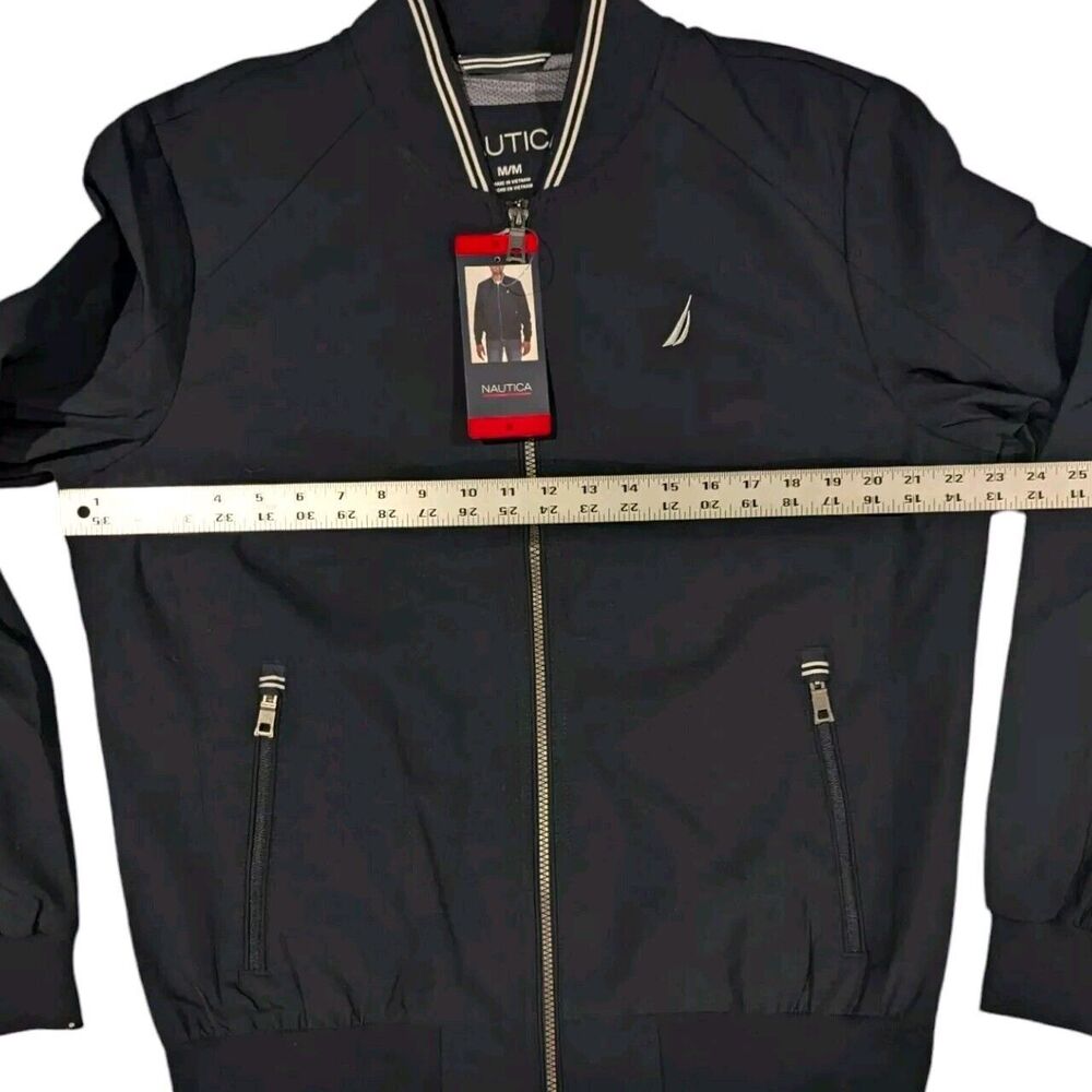 Nautica Bomber Jacket, Blue, Full Front Zipper, Lightweight, Men's Medium, NEW - Picture 5 of 9